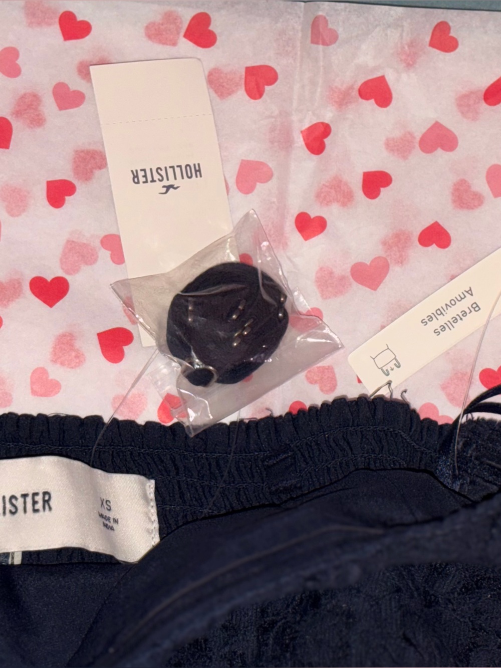 Hollister Navy Strapless Lace Peplum Top with Polka Dot Tie - Picture 4 of 4